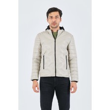 Coonless Erkek Kapşonlu Hakim Yaka Deri Mont