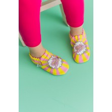 First Step Girl Power Kaydırmaz Taban Bebek Yazlık Patik Pembe , Ev Botu Terliği Kreş Ayakkabısı Panduf F-824