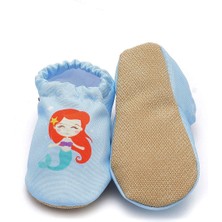 First Step Mermaid Kaydırmaz Taban Bebek Yazlık Patik Mavi , Ev Botu Terliği Kreş Ayakkabısı Panduf F-824