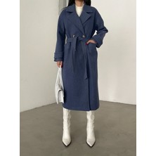 Nisay Boutique Oversize Geniş Kesim Kemerli Uzun Kaşe Kaban