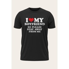 TuruncuLine I Love My Boyfrıend -Sevgililer Gününe Özel Tasarım Baskılı T-Shirt