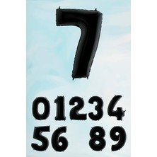 Pekshop Siyah Rakam Folyo Balon Büyük Boy Siyah Sayı Balonlar 100CM 40INÇ 7