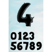 Pekshop Siyah Rakam Folyo Balon Büyük Boy Siyah Sayı Balonlar 100CM 40INÇ 4