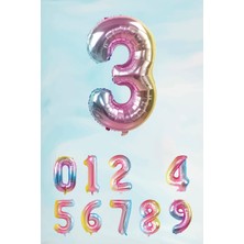 Pekshop Gökkuşağı Rakam Folyo Balon Deniz Kızı Tema Rakam Balon 75CM 3