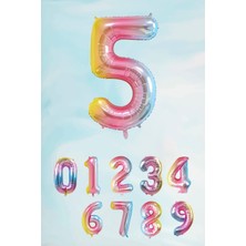 Pekshop Gökkuşağı Rakam Folyo Balon Deniz Kızı Tema Rakam Balon 75CM 5