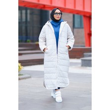 Minel Kadın Kapüşonlu Şişme Mont MNL-013M Gri
