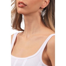 Labalaba Kadın Antik Gümüş Kaplama Sallantılı Model Melek Kanatlı Kadın Küpe