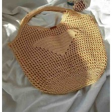 Knitting World Hasır Çanta Kağıt Ip Çanta Plaj Çantası Prada Çanta
