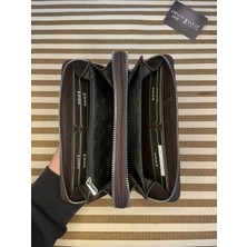 Sanat Leather SL-2155 Çift Fermuarlı 16 Adet Kart Giriş Bölmeli  Deri Unisex Cüzdan Sanat Leather