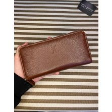 Sanat Leather SL-2155 Çift Fermuarlı 16 Adet Kart Giriş Bölmeli  Deri Unisex Cüzdan Sanat Leather