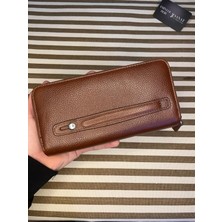 Sanat Leather SL-2155 Çift Fermuarlı 16 Adet Kart Giriş Bölmeli  Deri Unisex Cüzdan Sanat Leather