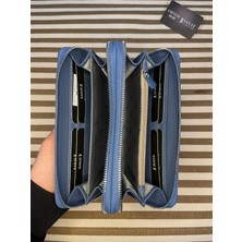 Sanat Leather SL-2155 Çift Fermuarlı 16 Adet Kart Giriş Bölmeli Hakiki Deri Unisex Cüzdan Sanat Leather