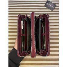 Sanat Leather SL-2155 Çift Fermuarlı 16 Adet Kart Giriş Bölmeli  Deri Unisex Cüzdan Sanat Leather