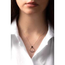 Begüm Silverr Zirkon Taşlı 925 Ayar Gümüş Rose Oval Kadın Kolye