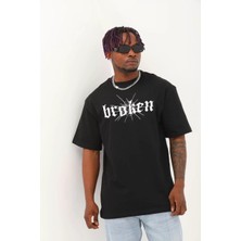 Tarz Yeri Erkek Baskılı Bisiklet Yaka T-Shirt 20/1 Penye - Siyah