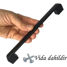 Glaswen Oval Marmara Kulp 160 mm Siyah Mutfak Kulpu Çekmece Dolap Kapak Kulbu Metal Mobilya Dolabı Kulpları