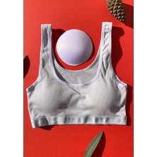 Victroy Pedli 3'lü Siyah Beyaz ve Gri Fitilli Kalın Askı Pamuklu Sütyen Atlet (M=70-75l=80-85xl=90-95)