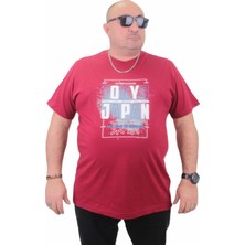 Moc Grande Mocgrande Erkek Büyük Beden Sıfır Yaka Tişört Tokyo 23181 Bordo