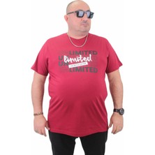 Moc Grande Mocgrande Erkek Büyük Beden Sıfır Yaka Tişört Unlimited 23177 Bordo