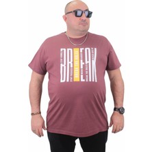 Moc Grande Mocgrande Erkek Büyük Beden Sıfır Yaka Tişört Break 23178 Eflatun