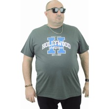 Moc Grande Mocgrande Erkek Büyük Beden Sıfır Yaka Tişört Hollywood 23179 Hakı