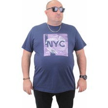 Moc Grande Mocgrande Erkek Büyük Beden Sıfır Yaka Tişört Nyc 23182 Marin