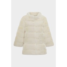 Açelya Okcu AÇELYAOKCU Premium Dik Yaka Kadın Rex  Kürk Kaban