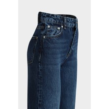 Açelya Okcu AÇELYAOKCU High Waist Wed Leg Kar Yıkama Geniş Paça Dikişsiz Jean