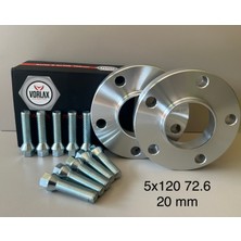 BMW Uyumlu Vorlax Spacer 5X120 72.6 20 mm -2 Adet Spacer ve 10 Adet Bijon (2013 Yılı Öncesi Modeller Için)