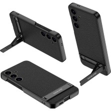 Canpay Samsung Galaxy S24 Uyumlu Kılıf Dikey Standlı Deri Görünümlü Full Protector Kapak