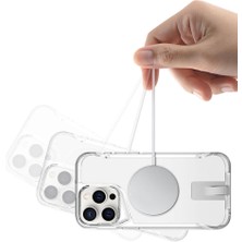 Canpay iPhone 15 Pro Max Uyumlu Kılıf Case, Transparent, Magsafe Şarj Özellikli Metal Standlı Şeffaf Kapak