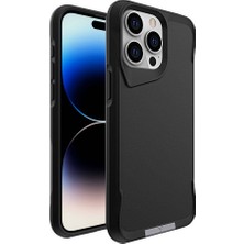 Canpay iPhone 15 Pro Max Uyumlu Kılıf Case, Metal Standlı Mat Airbag Anti Shock Tpu Kapak Cover Siyah