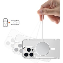 Canpay iPhone 15 Pro Max Kılıf Case, Magnet Magsafe Şarj Özellikli Şeffaf Magnet Magsafe Transparent Cover