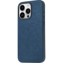 Canpay iPhone 15 Pro Uyumlu Kılıf Case, Mikro Fiber Dış ve Kadife Iç Yüzeyli, Microfiber Cover Mavi