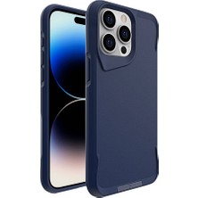 Canpay iPhone 15 Pro Max Uyumlu Kılıf Case, Metal Standlı Mat Airbag Anti Shock Tpu Kapak Cover Lacivert