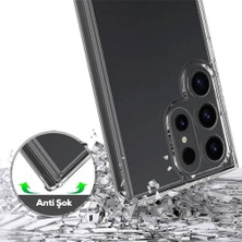 Canpay Samsung Galaxy S24 Ultra Uyumlu Kılıf Tamamen Şeffaf Anti Şok Airbag Anti Shock Esnek Sert Silikon