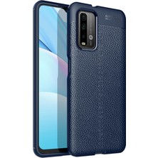 Newface Xiaomi Redmi 9t Kılıf Focus Derili Silikon - Lacivert