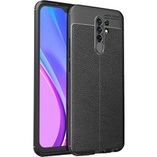 Newface Xiaomi Redmi 9 Kılıf Focus Derili Silikon - Siyah