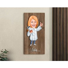 Bk Gift Kişiye Özel Mezun Karikatürlü Kabartma Figürlü Ahşap Tablo-3 Arkadaşa Hediye, Sevgiliye Hediye, Duvar Dekoru