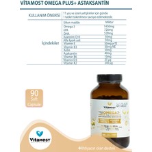 Vitamost Omega Plus (Omega 3,astaksantin 40MG, D3K2, Koenzim Q10) Balık Yağı, Fish Oil 90 Softjel 2000 Mg