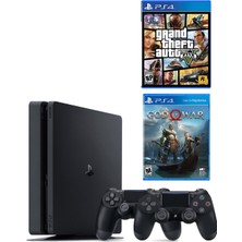 Sony Playstation 4 Slim 500 GB + 2. Ps4 Kol + Ps4 Gta 5 + Ps4 God Of War