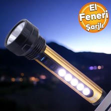 Badem10 El Feneri Şarjlı LED Işıldak Kamp Lambası Gece Aydınlatma 5 W + 3 W Beyaz Işık 1800 Mah