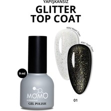 Glitter Top Coat 01 Kalıcı Oje İçin, Altın Simli, 9 ml