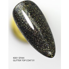 Glitter Top Coat 01 Kalıcı Oje İçin, Altın Simli, 9 ml