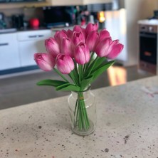 OziHouse Yapay Çiçek Islak Lale Fuşya 10 ' Lu