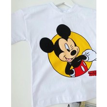 Lolli Boom Kids  Erkek Çocuk  Mickey Baskılı Ekru T-Shirt Şort Takım