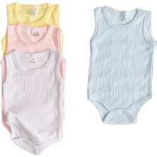Miyakidsworld Renkli Büyük Boy Çocuk Bebek Çıtcıtlı Body Iç Atlet Zıbın 4 Lü Set Pamuklu Fitilli Doku Yumuşak