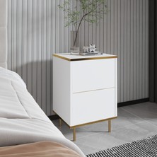 İnarch Dizayn Imaj Komodin Beyaz/gold