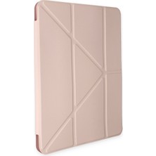 TahTicMer Apple iPad 6. Nesil A1893 A1954 9.7 Inç Uyumlu Kılıf Y Smart Cover Standlı Uyku Modlu Kalem Yerli Mars Kapak Rosegold-Bakır