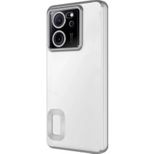 Fibaks Xiaomi Mi 13T Pro Kılıf Kamera Lens Korumalı Şeffaf Renkli Logo Gösteren Parlak Kapak